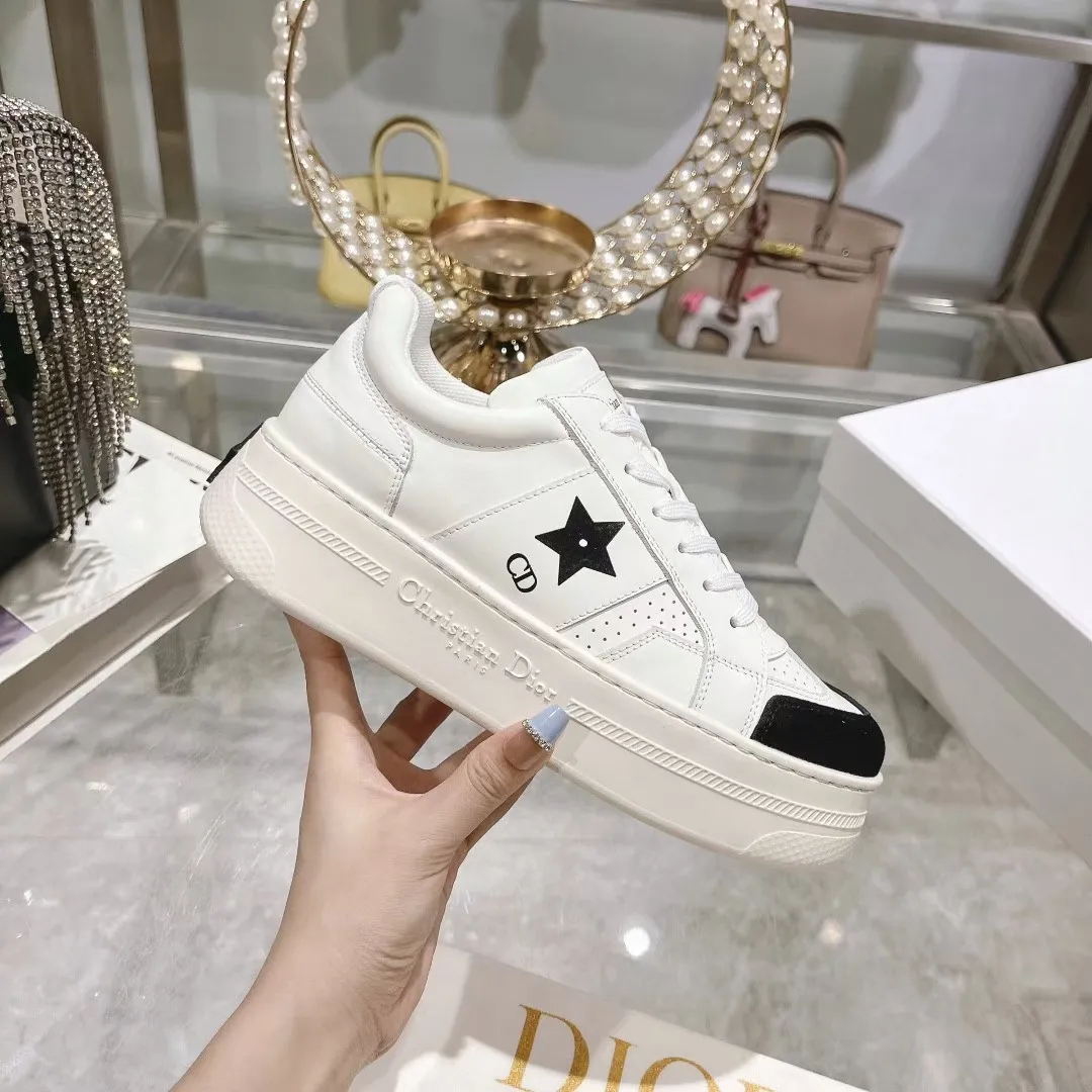 👟👟Ex-factory price 480👟👟 DIOR Dior's new thick-soled sports white shoes, made of first-layer cowhide, breathable mesh inside, sheepskin for foot pads, and lightweight outsole. Size: 35-40 (41 customized)